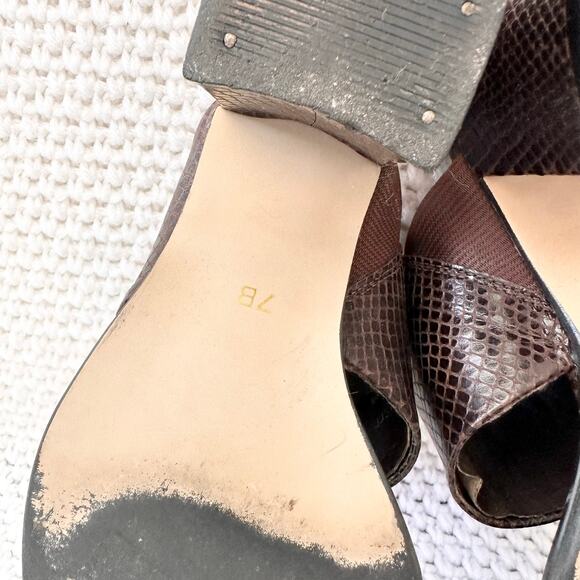 Steve Madden Brown Croc Leather Spain Double Strap Block Heel Sandals Vintage 7 - Picture 8 of 8